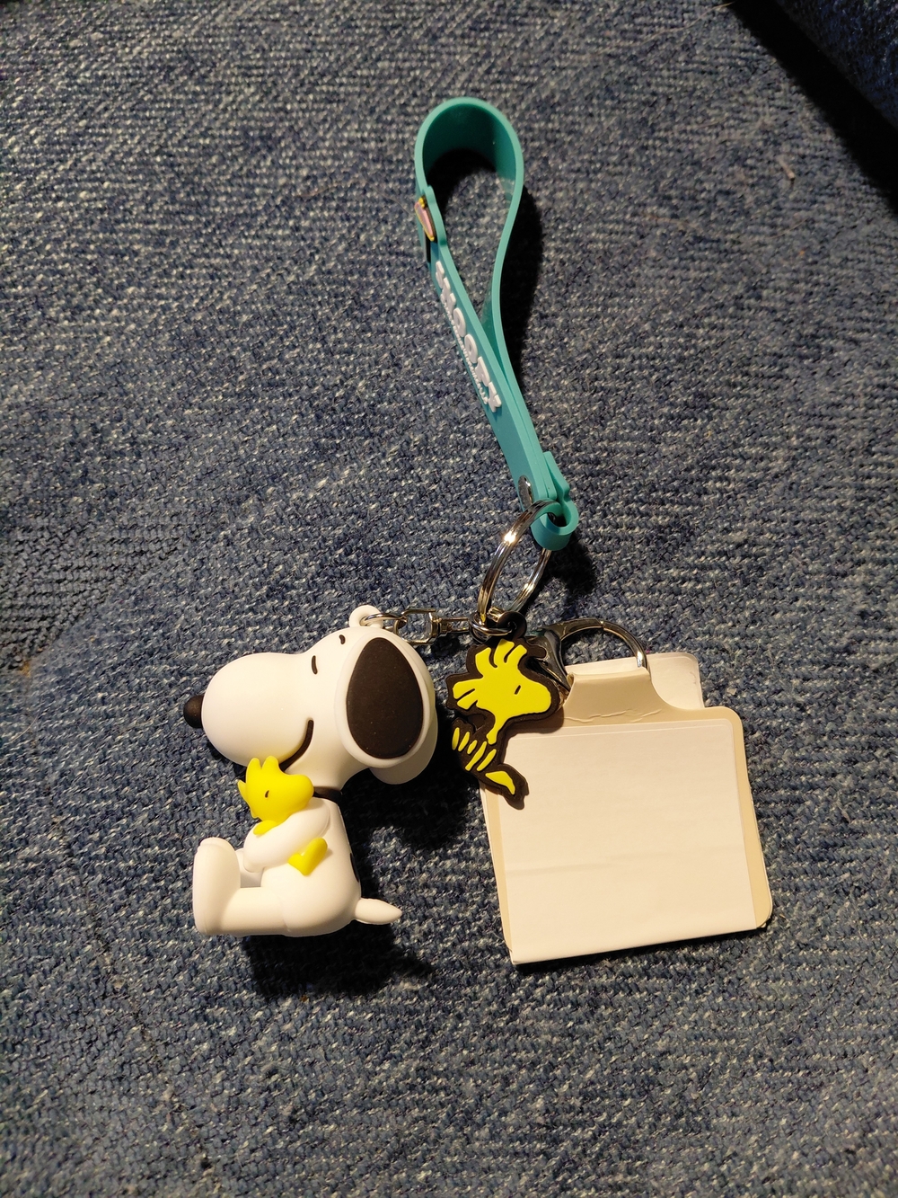 Peanuts Snoopy & Woodstock Silicone Keychain Strap - Teal and Yellow